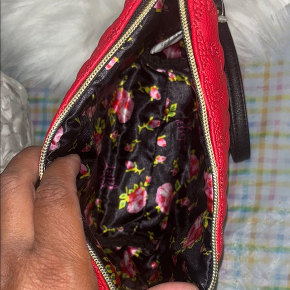 Betsey Johnson Red Quilted Clutch with Wristlet - Picture 4 of 7